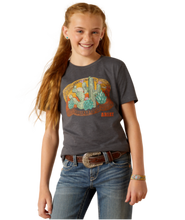 Load image into Gallery viewer, ARIAT Girls Buckle Up Tee (Heather Smoke)