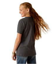 Load image into Gallery viewer, ARIAT Girls Buckle Up Tee (Heather Smoke)