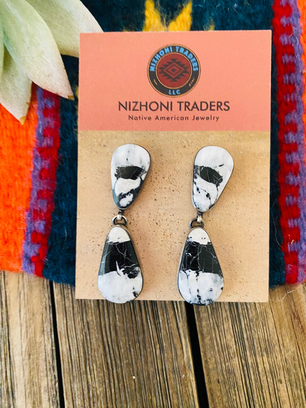 *AUTHENTIC* Navajo White Buffalo and Sterling Silver Dangle Earrings (Copy)