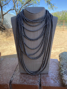 *AUTHENTIC* 4mm Sterling Silver Navajo Pearl Style Beaded Necklace 16 Inches