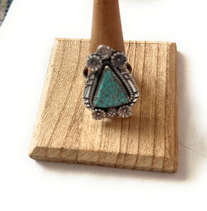 Handmade Sterling Silver & Number 8 Turquoise Adjustable Ring