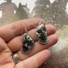 Load image into Gallery viewer, Navajo White Buffalo &amp; Sterling Silver Dangle Earrings Signed