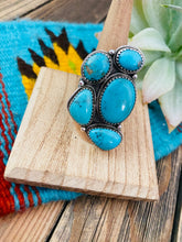 Load image into Gallery viewer, Handmade Sterling Silver &amp; Turquoise Cluster Adjustable Ring