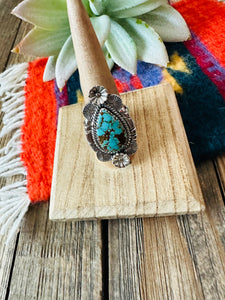 Handmade Sterling Silver & Number 8 Turquoise Adjustable Ring