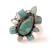 Load image into Gallery viewer, Handmade Sterling Silver, Turquoise &amp; Opal Adjustable Ring
