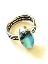 Load image into Gallery viewer, Navajo Golden Hills Turquoise &amp; Sterling Silver Ring Size 6.25