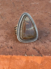 Load image into Gallery viewer, Navajo Ribbon Turquoise And Sterling Silver Triangle Ring