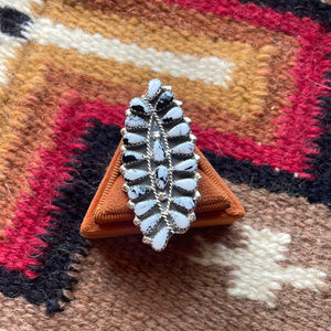 Navajo Sterling Silver & White Buffalo Cluster Ring