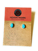 Load image into Gallery viewer, Navajo Turquoise &amp; Sterling Silver Stud Earrings