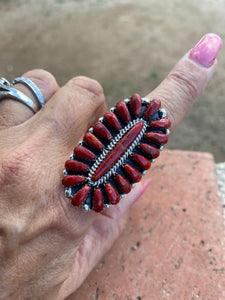 *AUTHENTIC* Size 8 Navajo Sterling Silver & Natural Spiny Cluster Ring