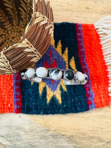 *AUTHENTIC* Navajo White Buffalo & Sterling Silver Cuff Bracelet