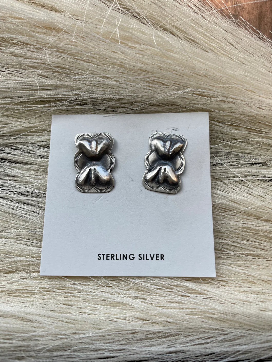 *AUTHENTIC* NAVAJO STERLING SILVER BOW TIE CONCHO EARRINGS