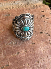 Load image into Gallery viewer, Beautiful Concho Handmade Turquoise And Sterling Silver Adjustable Ring