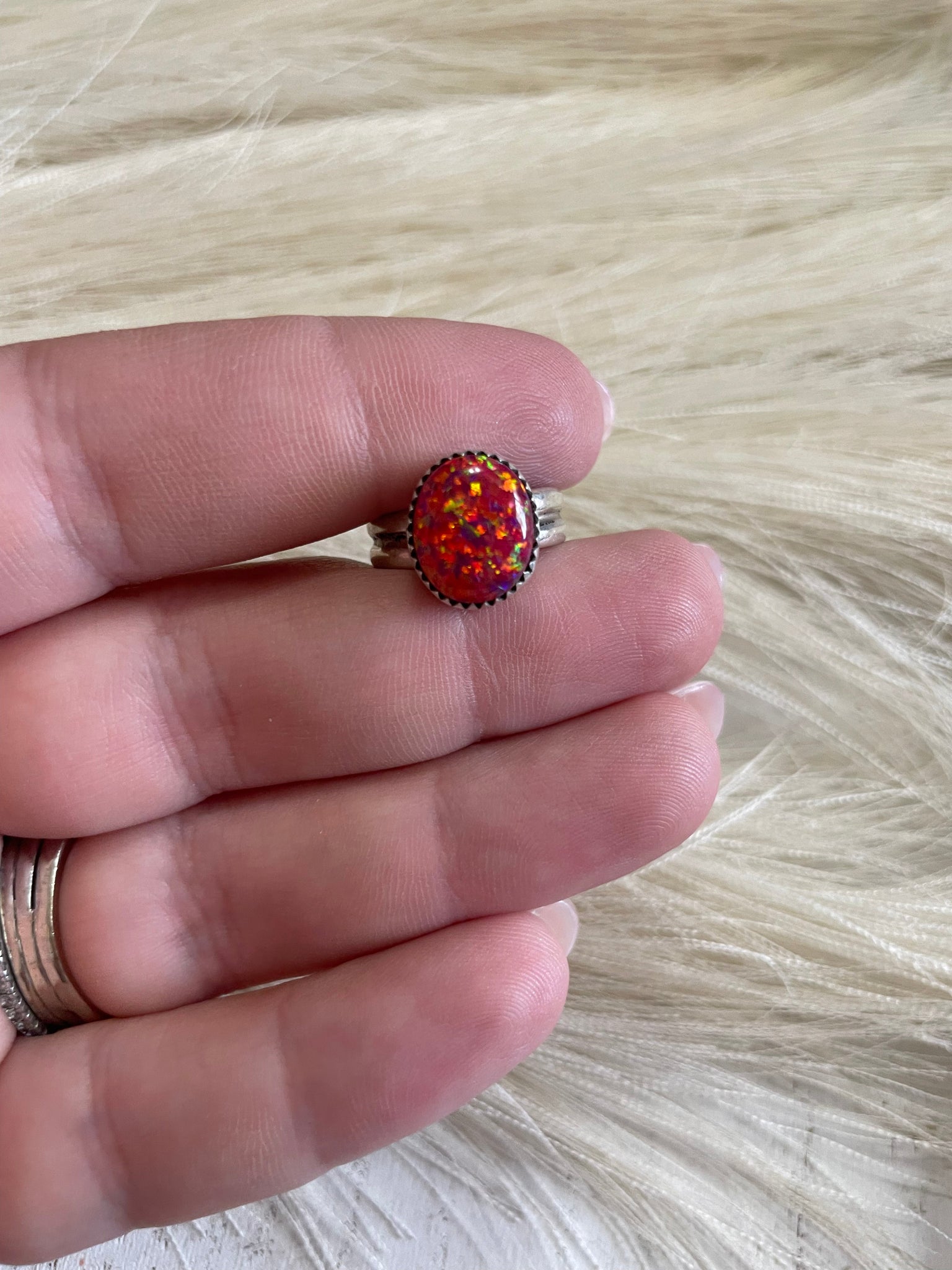 Red fire deals opal ring