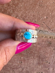 Navajo Sterling Silver Turquoise Cigar Band Rings