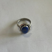 Load image into Gallery viewer, Navajo Sterling Silver Oval Lapis Braided Band Ring