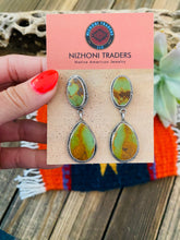 Load image into Gallery viewer, Navajo Royston Turquoise &amp; Sterling Silver Dangle Earrings
