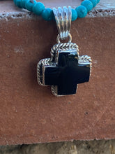 Load image into Gallery viewer, *AUTHENTIC* Handmade Onyx &amp; Sterling Silver Cross Pendant