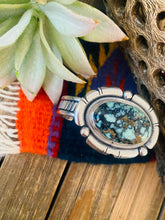 Load image into Gallery viewer, Navajo New Lander Turquoise &amp; Sterling Silver Cuff Bracelet Signed