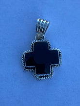 Load image into Gallery viewer, *AUTHENTIC* Handmade Onyx &amp; Sterling Silver Cross Pendant