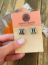 Load image into Gallery viewer, *AUTHENTIC* Navajo Hand Stamped Beth Dutton Sterling Silver Stud Earrings by Leander Tahe (Copy)