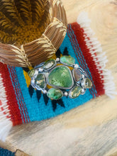 Load image into Gallery viewer, Navajo Royston Turquoise &amp; Sterling Silver Cuff Bracelet Signed