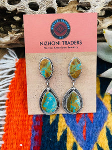 Navajo Royston Turquoise & Sterling Silver Dangle Earrings