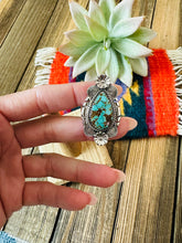 Load image into Gallery viewer, Handmade Sterling Silver &amp; Number 8 Turquoise Adjustable Ring