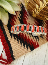 Load image into Gallery viewer, *AUTHENTIC* Navajo Coral &amp; Sterling Silver Cuff Bracelet Signed