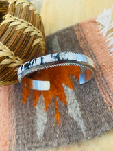 Load image into Gallery viewer, Navajo White Buffalo &amp; Sterling Silver Inlay Cuff Bracelet
