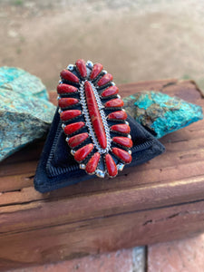 *AUTHENTIC* Size 8 Navajo Sterling Silver & Natural Spiny Cluster Ring