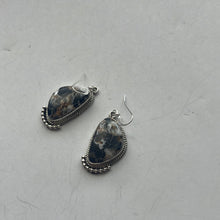 Load image into Gallery viewer, Navajo White Buffalo &amp; Sterling Silver Dangle Earrings Signed