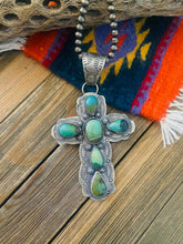 Load image into Gallery viewer, *AUTHENTIC* Beautiful Navajo Multi Turquoise and Sterling Silver Cross Pendant