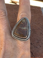 Load image into Gallery viewer, Navajo Ribbon Turquoise And Sterling Silver Triangle Ring