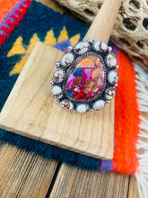 Load image into Gallery viewer, Handmade Sterling Silver, Pink Dream &amp; Wild Horse Cluster Adjustable Ring