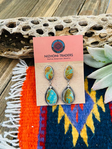 Navajo Royston Turquoise & Sterling Silver Dangle Earrings
