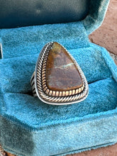 Load image into Gallery viewer, Navajo Ribbon Turquoise And Sterling Silver Triangle Ring