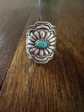 Load image into Gallery viewer, Beautiful Concho Handmade Turquoise And Sterling Silver Adjustable Ring