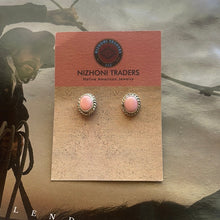 Load image into Gallery viewer, Navajo Sterling Silver Pink Conch Stud Earrings