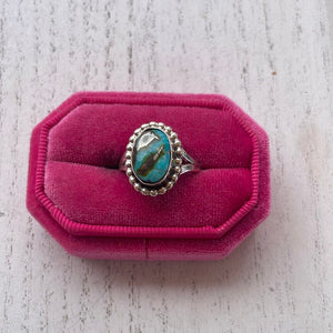 “The Paradise” Navajo Turquoise Sterling Silver Ring Size 8.5