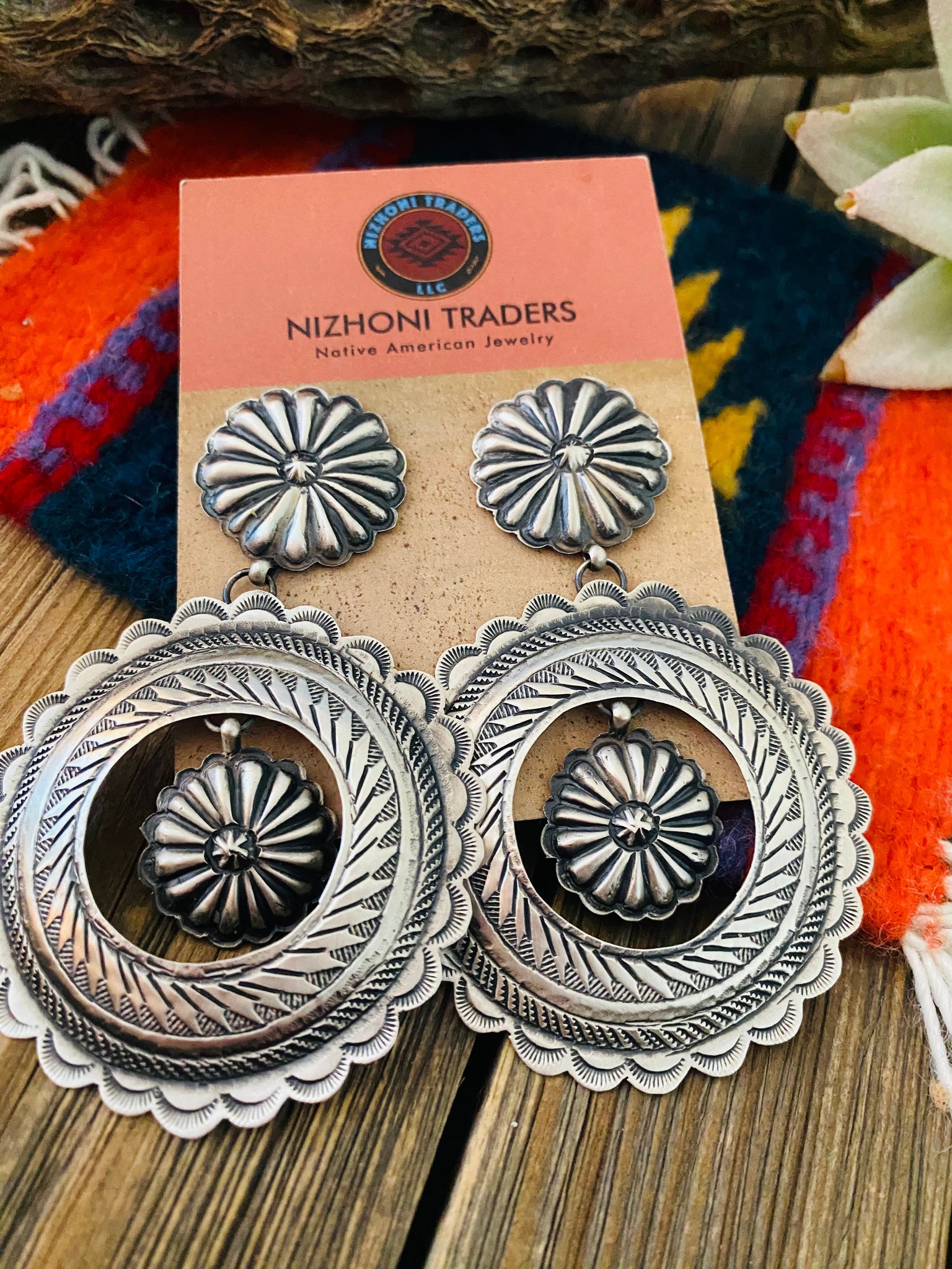 Sterling silver concho on sale earrings