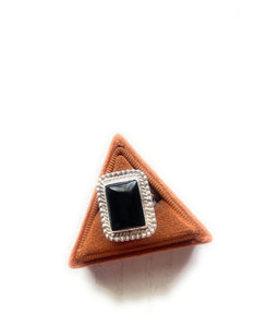 *AUTHENTIC* Navajo Sterling Silver & Black Onyx Rectangle Ring Signed J Frank (Copy)