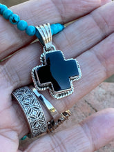 Load image into Gallery viewer, *AUTHENTIC* Handmade Onyx &amp; Sterling Silver Cross Pendant