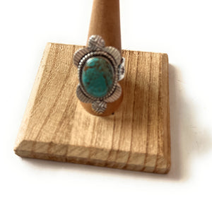 Handmade Sterling Silver & Number 8 Turquoise Adjustable Ring