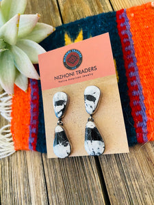 *AUTHENTIC* Navajo White Buffalo and Sterling Silver Dangle Earrings (Copy)