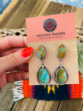 Load image into Gallery viewer, Navajo Royston Turquoise &amp; Sterling Silver Dangle Earrings