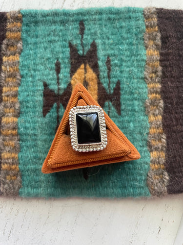 *AUTHENTIC* Navajo Sterling Silver & Black Onyx Rectangle Ring Signed J Frank (Copy)