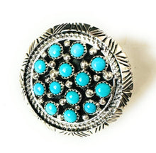 Load image into Gallery viewer, Navajo Sterling Silver &amp; Turquoise Cluster Ring Signed