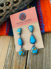 Load image into Gallery viewer, Navajo Sterling Silver &amp; Kingman Turquoise Dangle Earrings