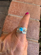 Load image into Gallery viewer, Navajo Sterling Silver Turquoise Cigar Band Rings